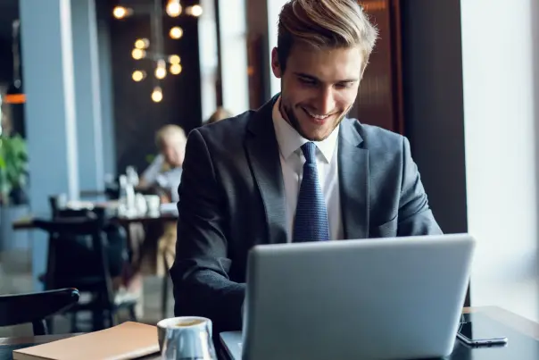 Picture of a man on a laptop