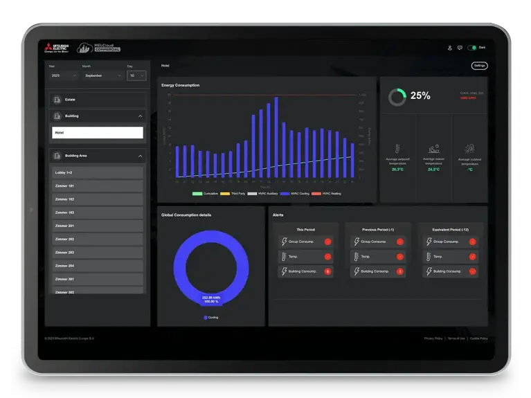 Screenshot MELCloud Commercial Steuerung